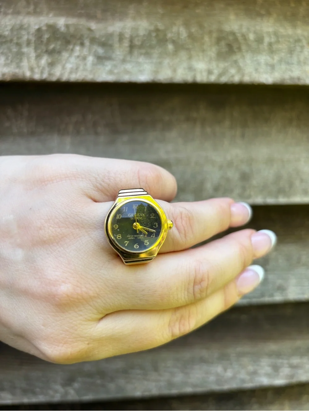 Vintage 90s Geneva Gold Ring Watch